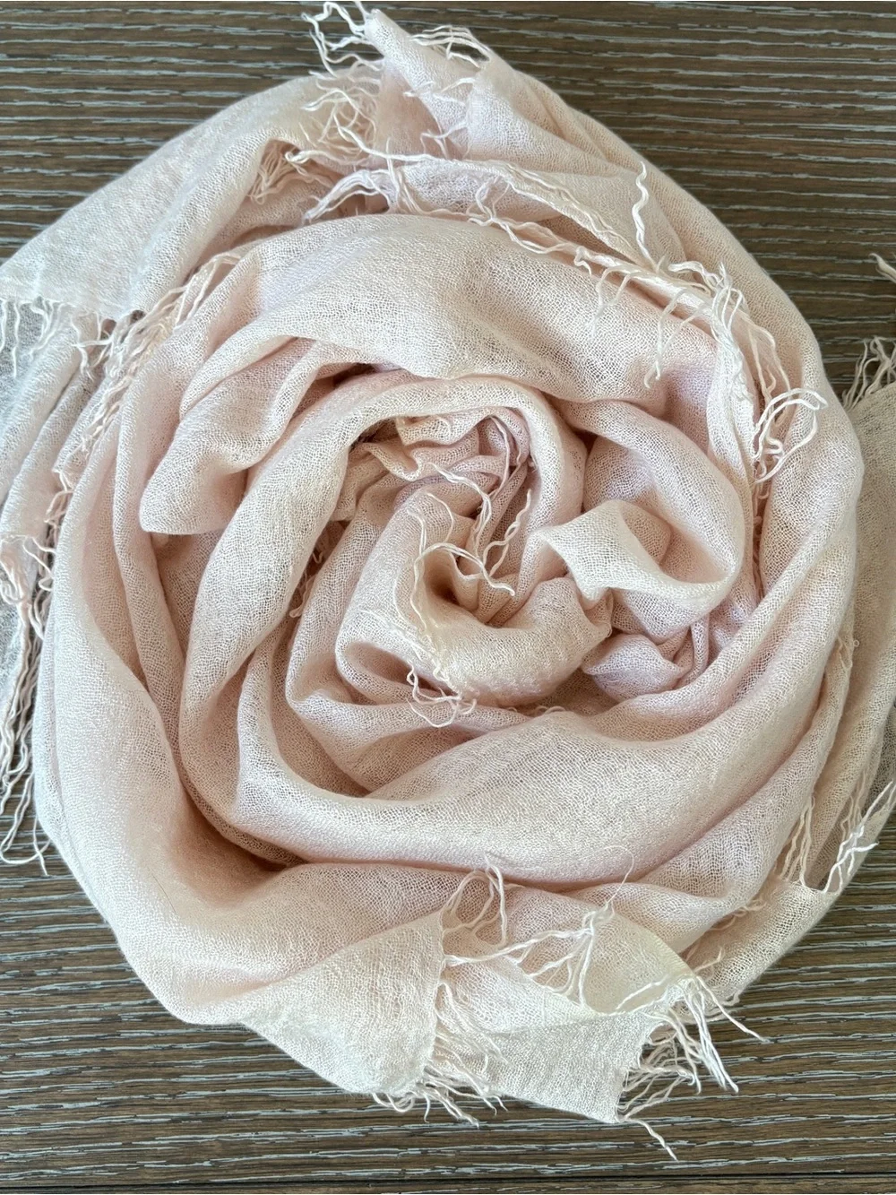 Lightweight Blush Pink Fringe Scarf EUC